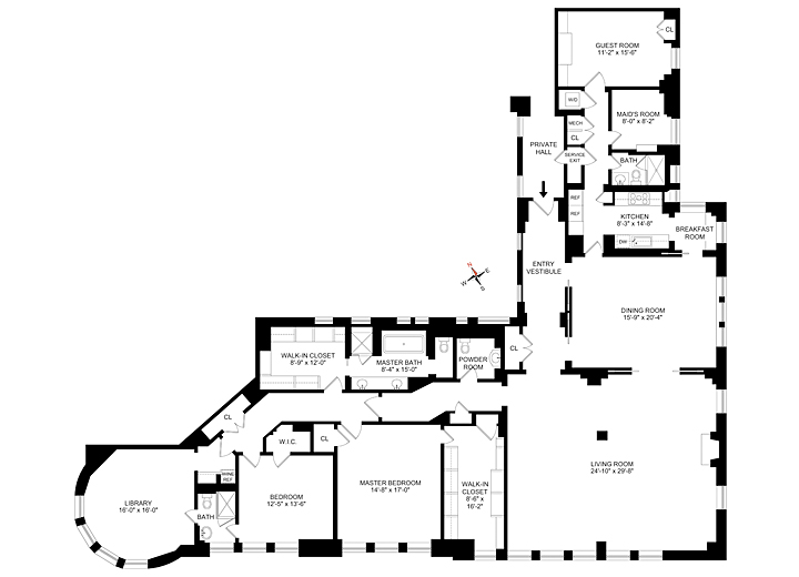 Floor plan for Nina Garcia's apartment on East 66th Street, Manhattan