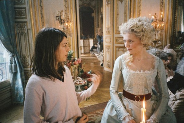 Sofia Coppola on the set of "Marie Antoinette" with Kirsten Dunst