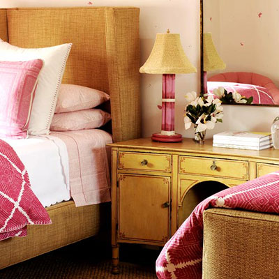 Pink and gold bedroom