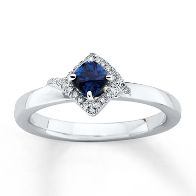 Kay Jewelers Lab-Created Sapphire Ring Diamonds Sterling Silver ...
