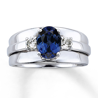Kay Jewelers Lab-Created Sapphire Ring Oval-Cut Sterling Silver ...