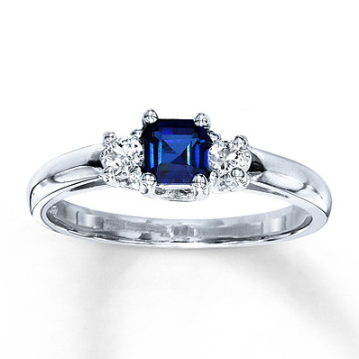 Kay Jewelers Lab-Created Sapphire Ring Square-cut 10K White Gold ...