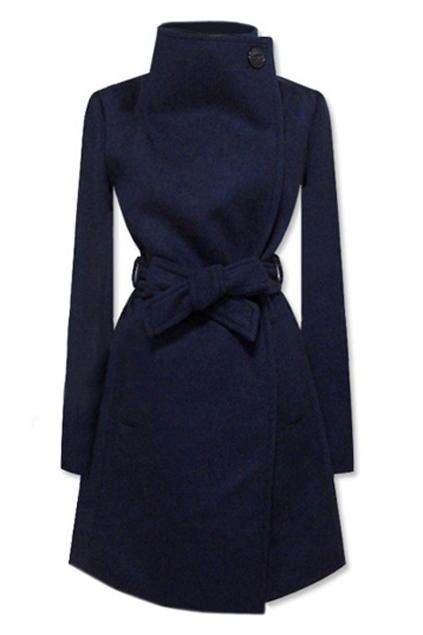 Gifts for women - Romwe New Style Lapel Dark Blue Coat.jpg