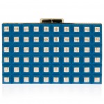 Elie Saab blue gold Grid Box Clutch