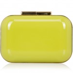 Embroidered small box clutch bag in yellow