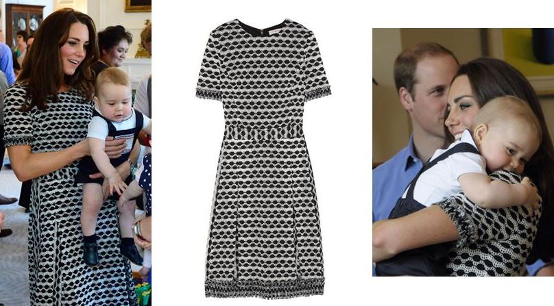 SHOP THIS LOOK: Kate Middleton's black and white geometric print dress by Tory  Burch