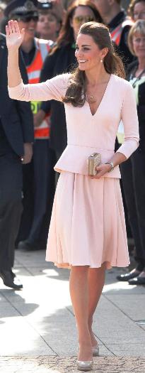 ROYAL TOUR: Kate Middleton wearing pale pink Alexander McQueen during a ...